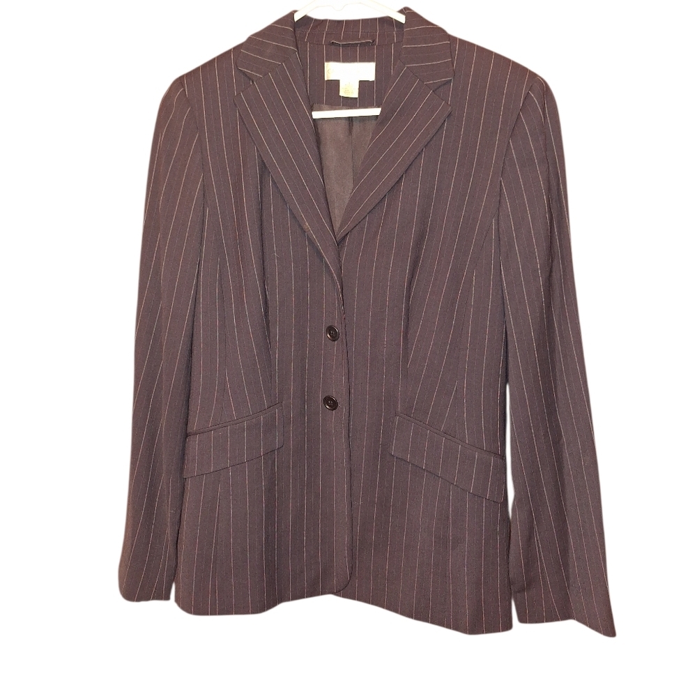 Casual Corner BLACK Pinstripe Blazer Wool Blend Ladies 4 Classic Office Preppy